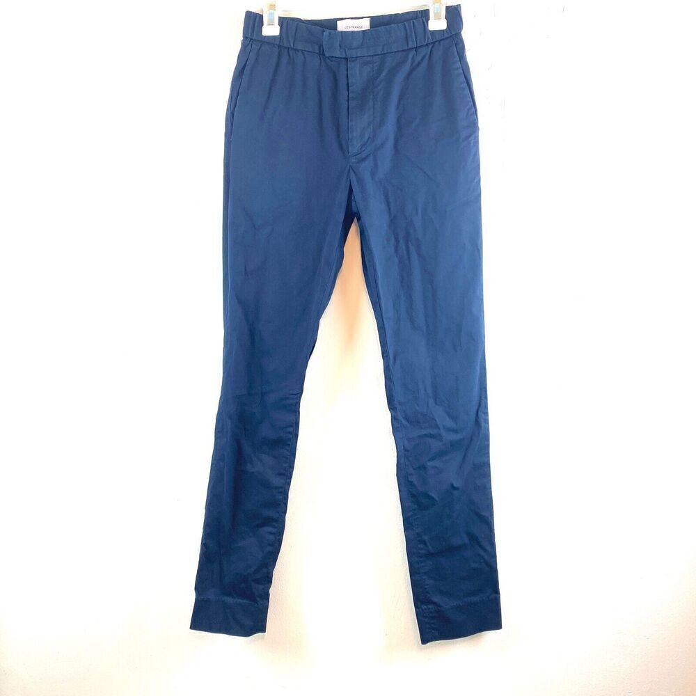 L'Estrange London The 24 Hour Trouser Slim-Fit Chino Pants Men size XS Navy Blue